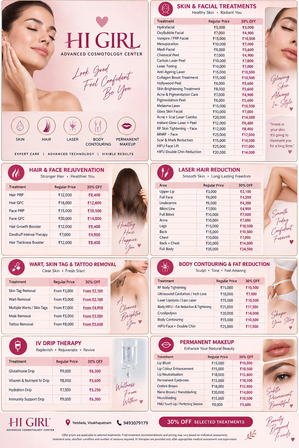 Hi Girl full treatments list and price guide