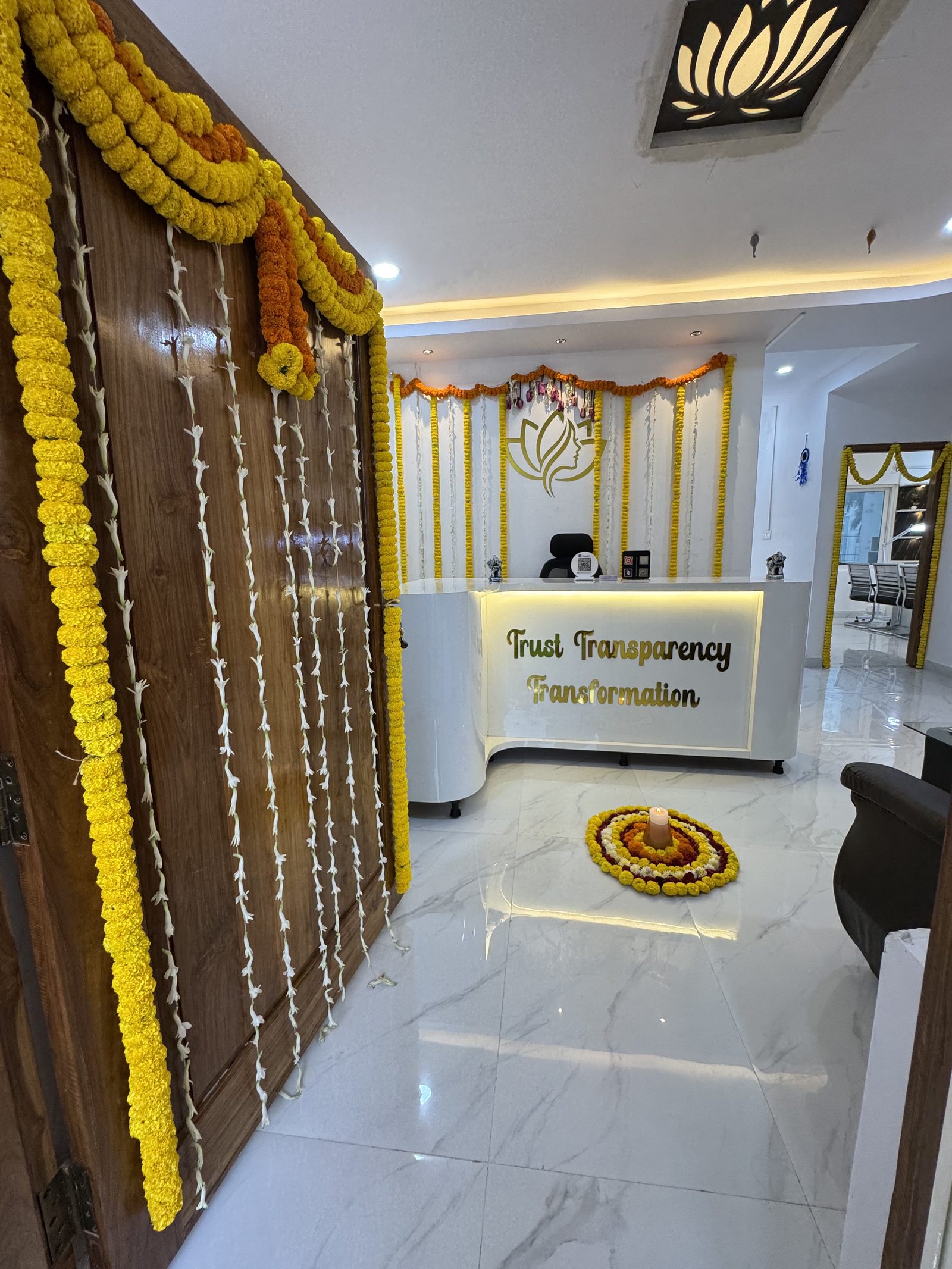 Reception area decorated
